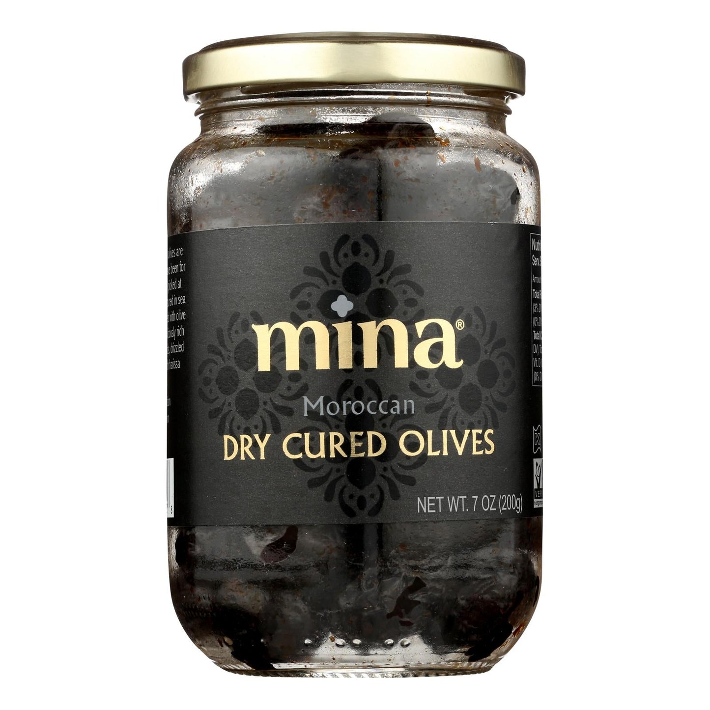 Mina Black Dry-Cured Olives, 7 oz (Case of 6)