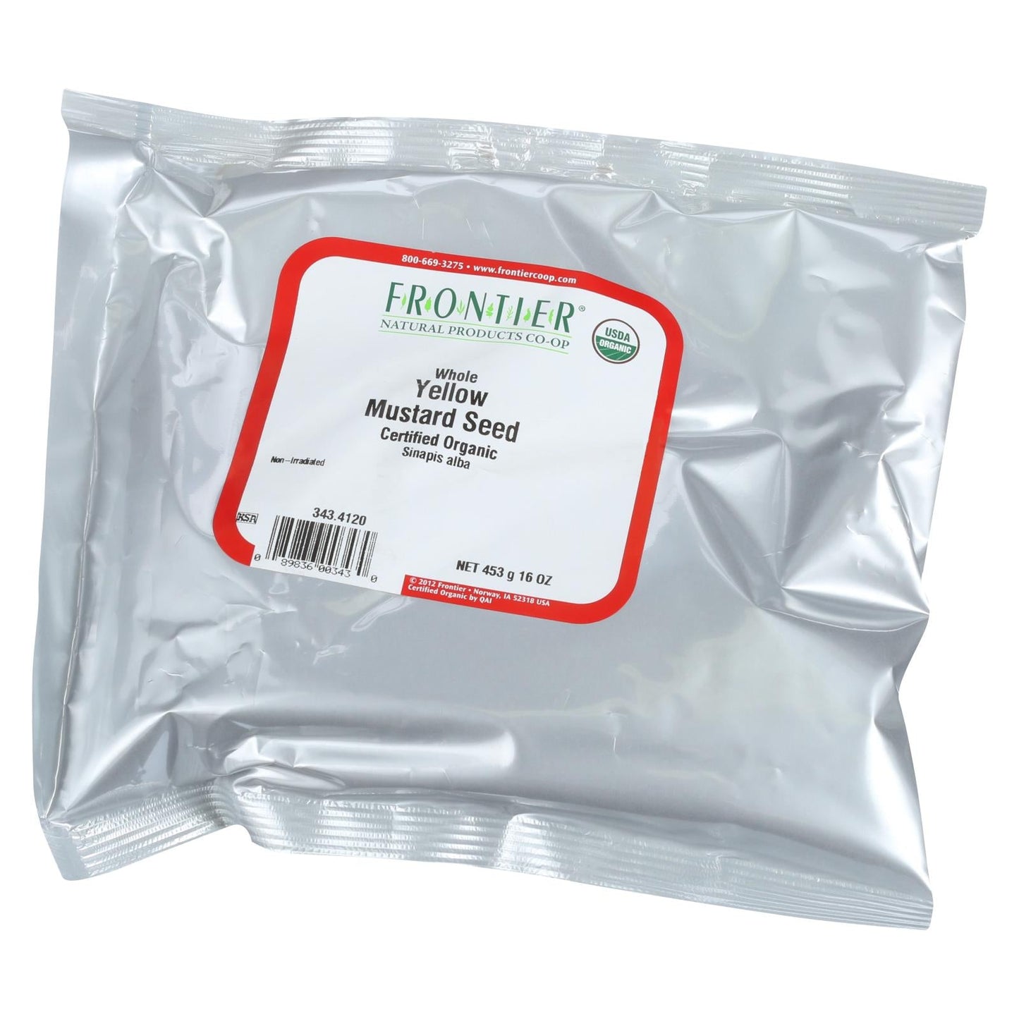 Frontier Herb Organic Yellow Whole Mustard Seed, 1 lb