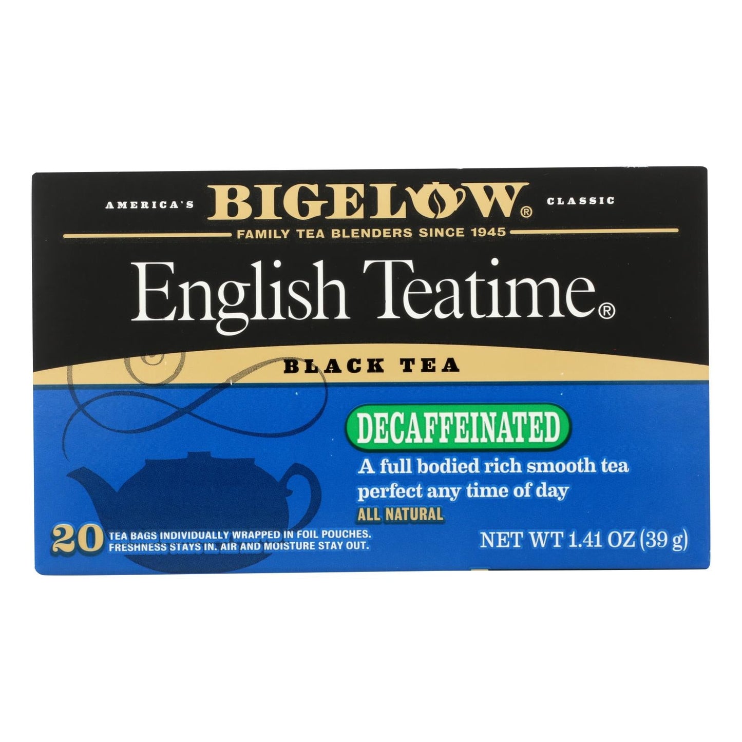 Bigelow English Teatime Decaf Black Tea, 20 Bags, Case of 6