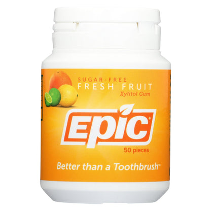 Epic Dental Sugar-Free Xylitol Gum, 50 Pieces - Fresh Fruit Flavor