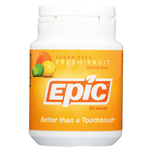 Epic Dental Sugar-Free Xylitol Gum, 50 Pieces - Fresh Fruit Flavor