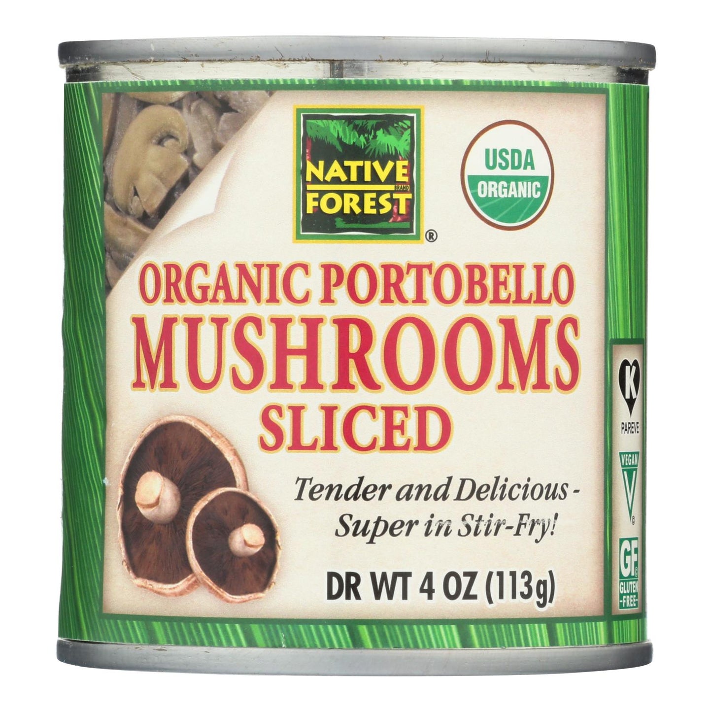 Native Forest Organic Sliced Portobello Mushrooms, 4 Oz. (Pack of 12)