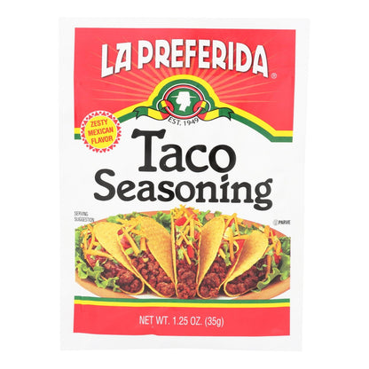 La Preferida Classic Taco Seasoning for Perfect Tacos - Case of 12 (1.25 Oz per Packet)