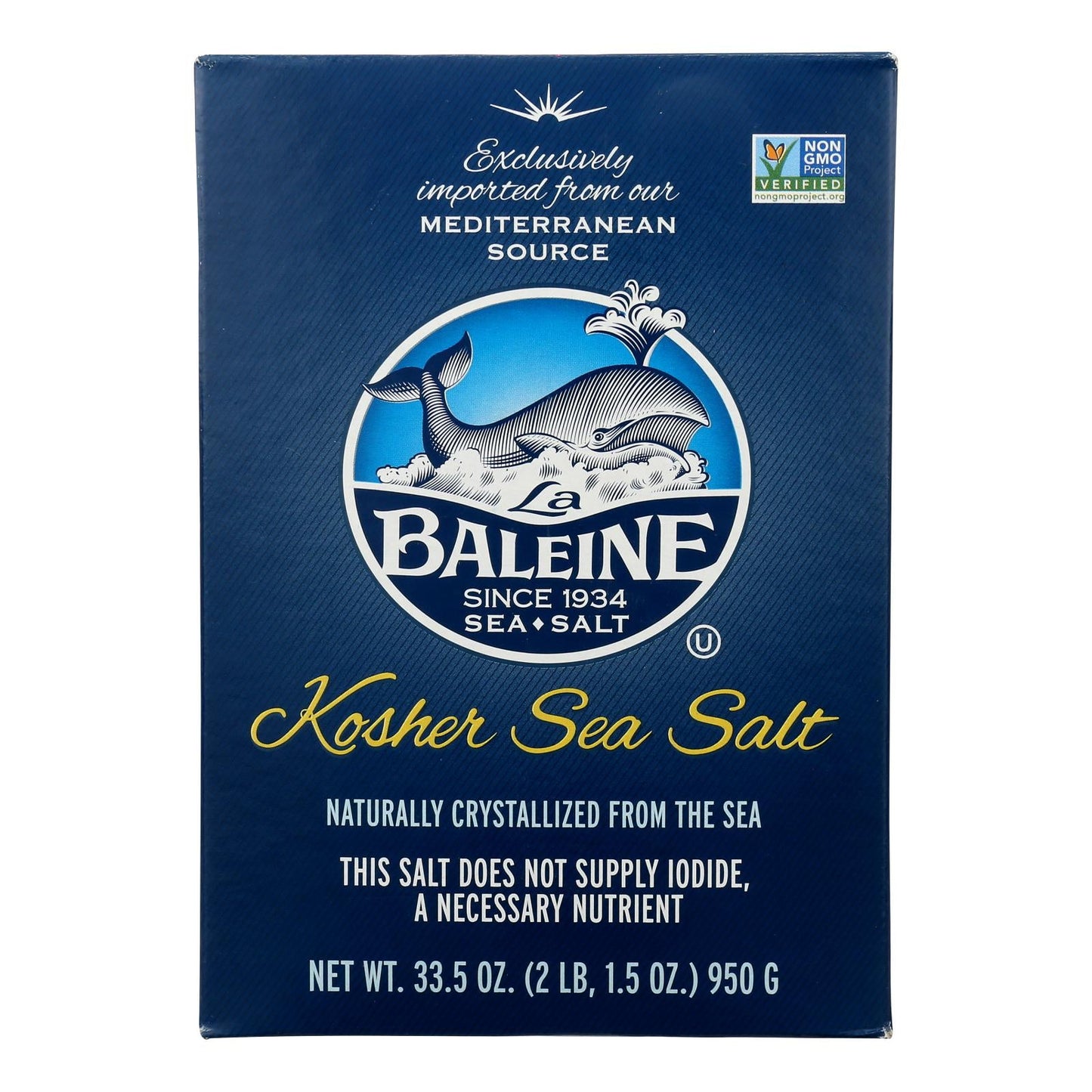 La Baleine Kosher Sea Salt (Pack of 9 - 33.5 Oz.)