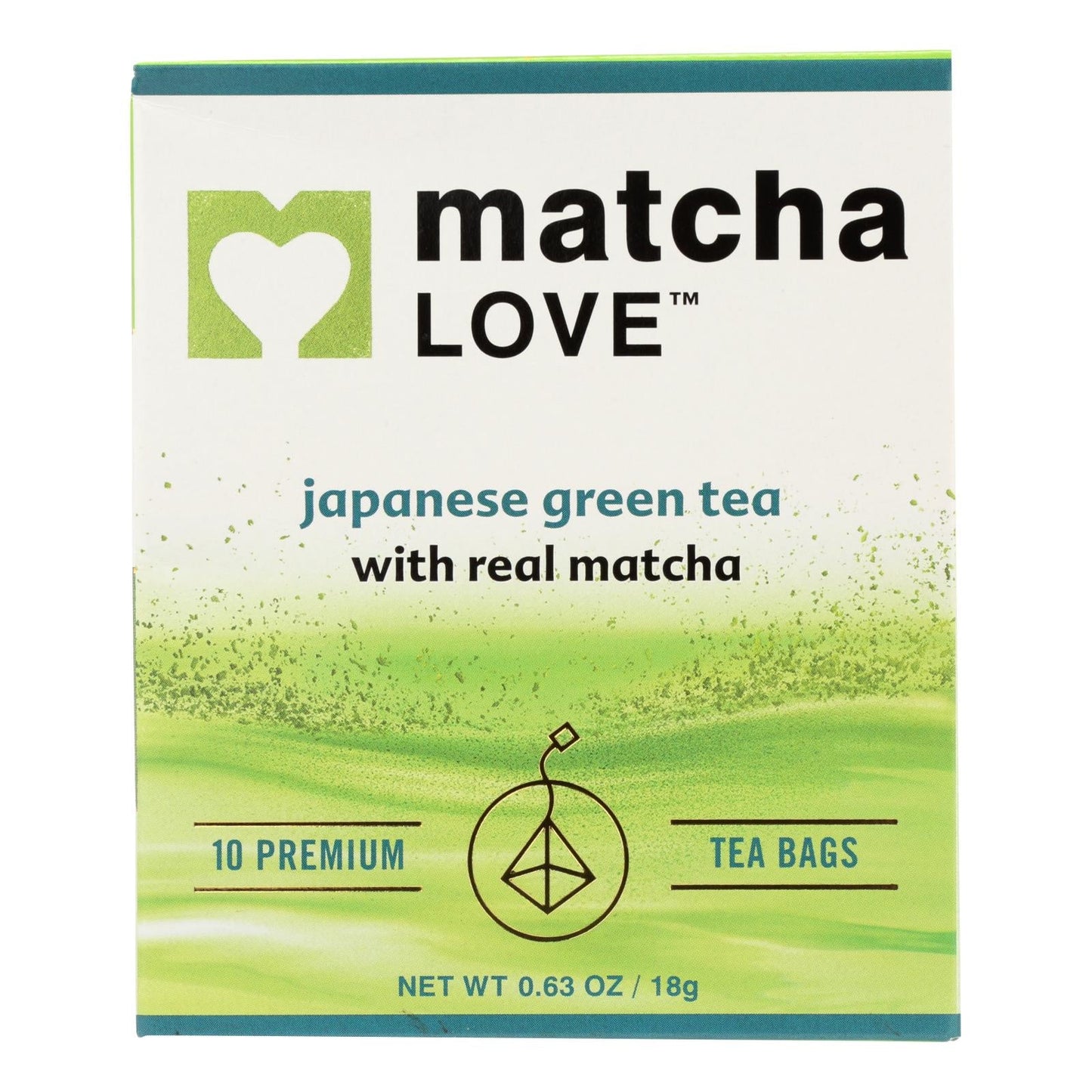 Matcha Love Traditional Green Tea Bags, Organic Japanese Matcha, 10 Bags per Box, Pack of 6