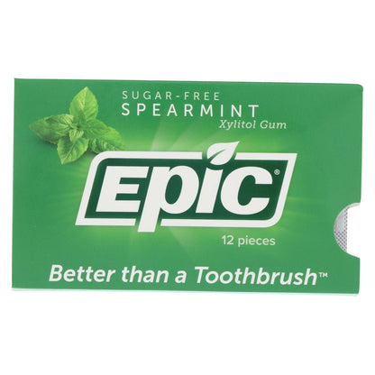 Epic Dental Xylitol Gum Spearmint, Sugar-Free, 12-Pack