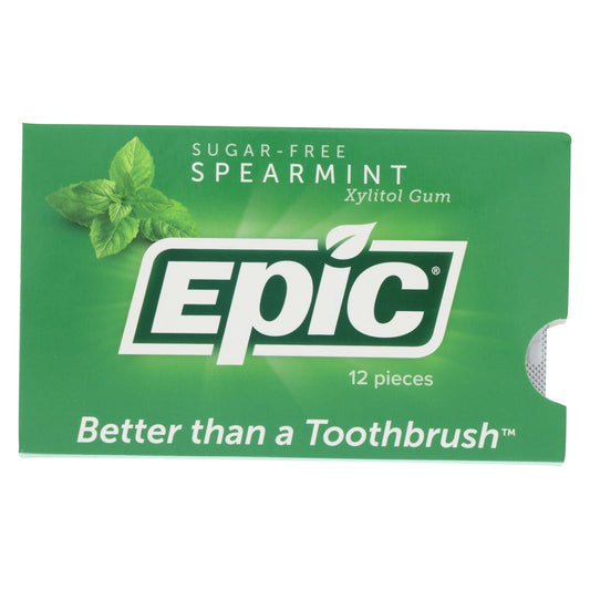 Epic Dental Xylitol Gum Spearmint, Sugar-Free, 12-Pack