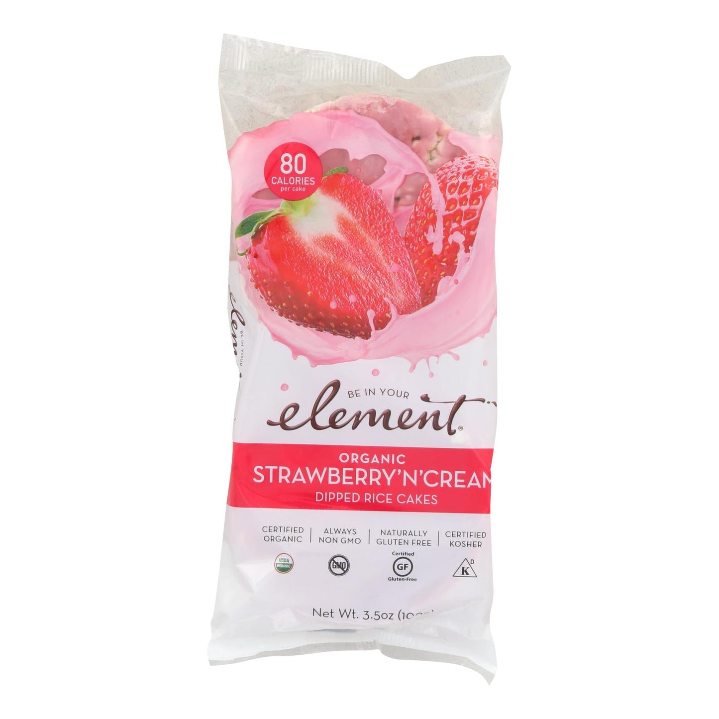 Element Organic Strawberry'n Cream Dipped Rice Cakes (Pack of 6 - 3.5 Oz)