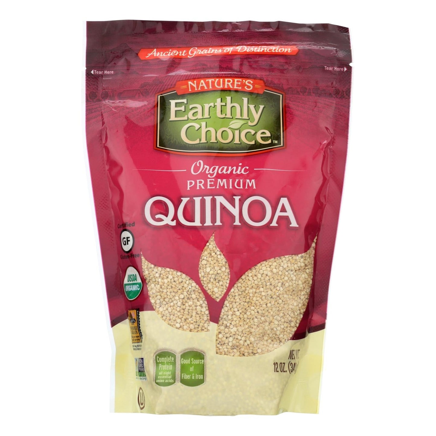 Nature's Earthly Choice Organic Quinoa - Premium White Quinoa (Case of 6, 12 Oz. Each)