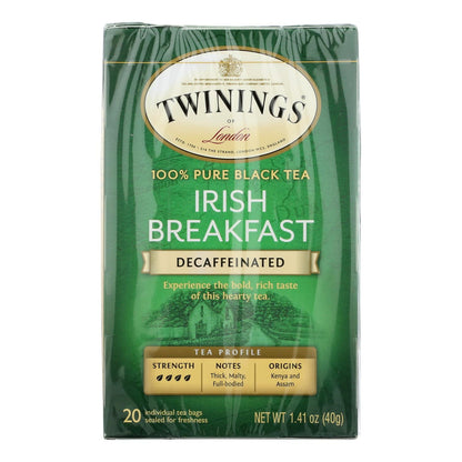 Twinings Irish Breakfast Decaf Black Tea, 20 Bags (Pack of 2)