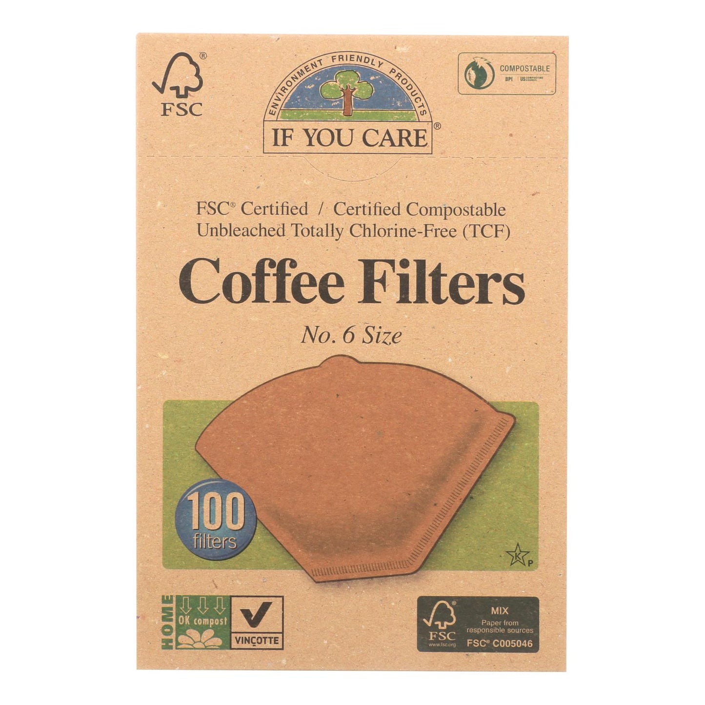 If You Care Cone Coffee Filters, Number 6, Brown, 100 Count