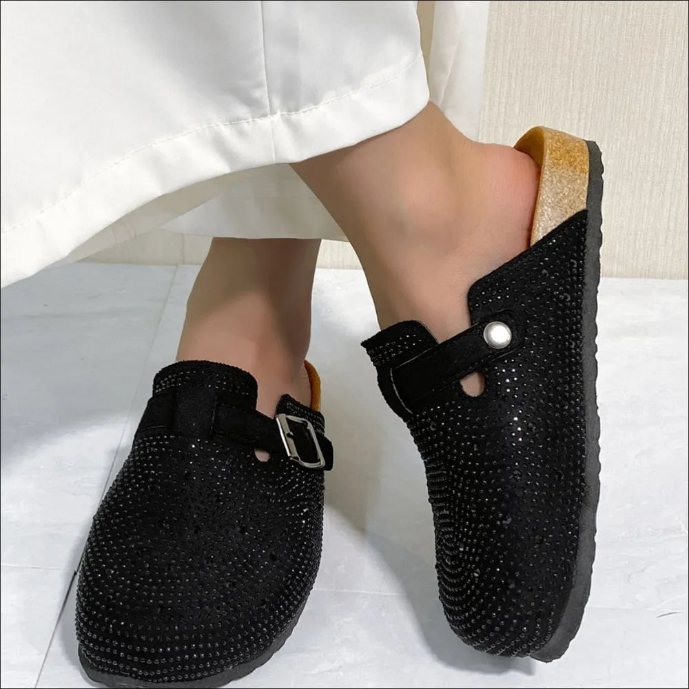 Rhinestone Round Toe Slip-Ons