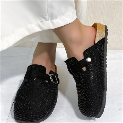 Rhinestone Round Toe Slip-Ons