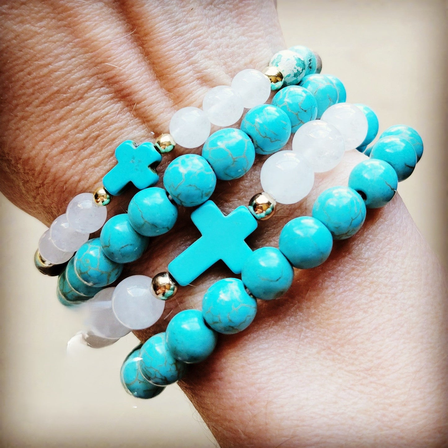 **Natural Jade and Hematite Beaded Stretch Bracelet 806x