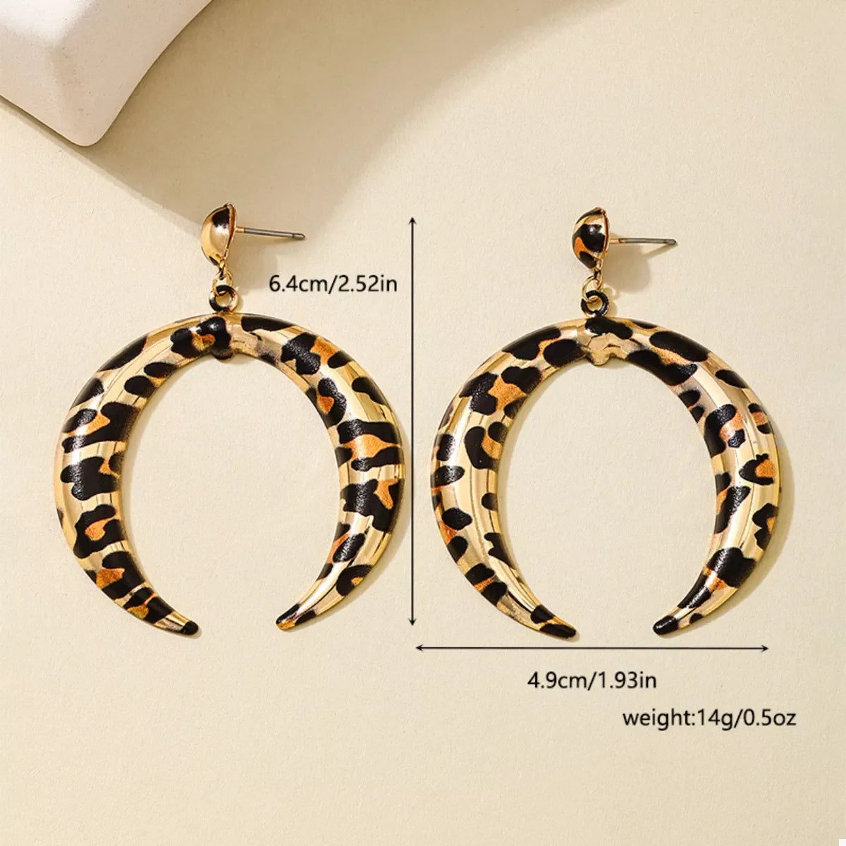 Leopard Crescent Dangle Earrings