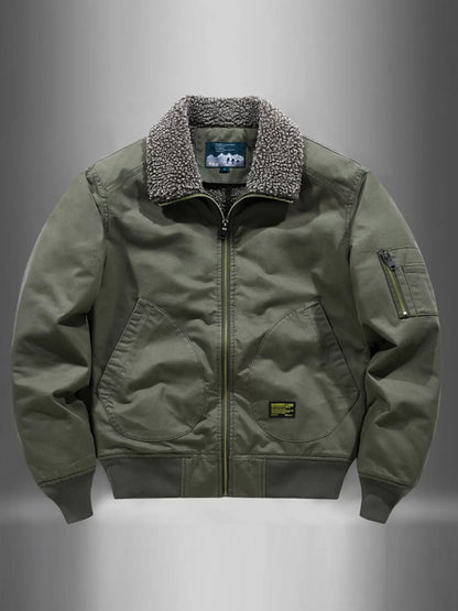 Men's Plus Size Zip Up Fur Collar Jacket