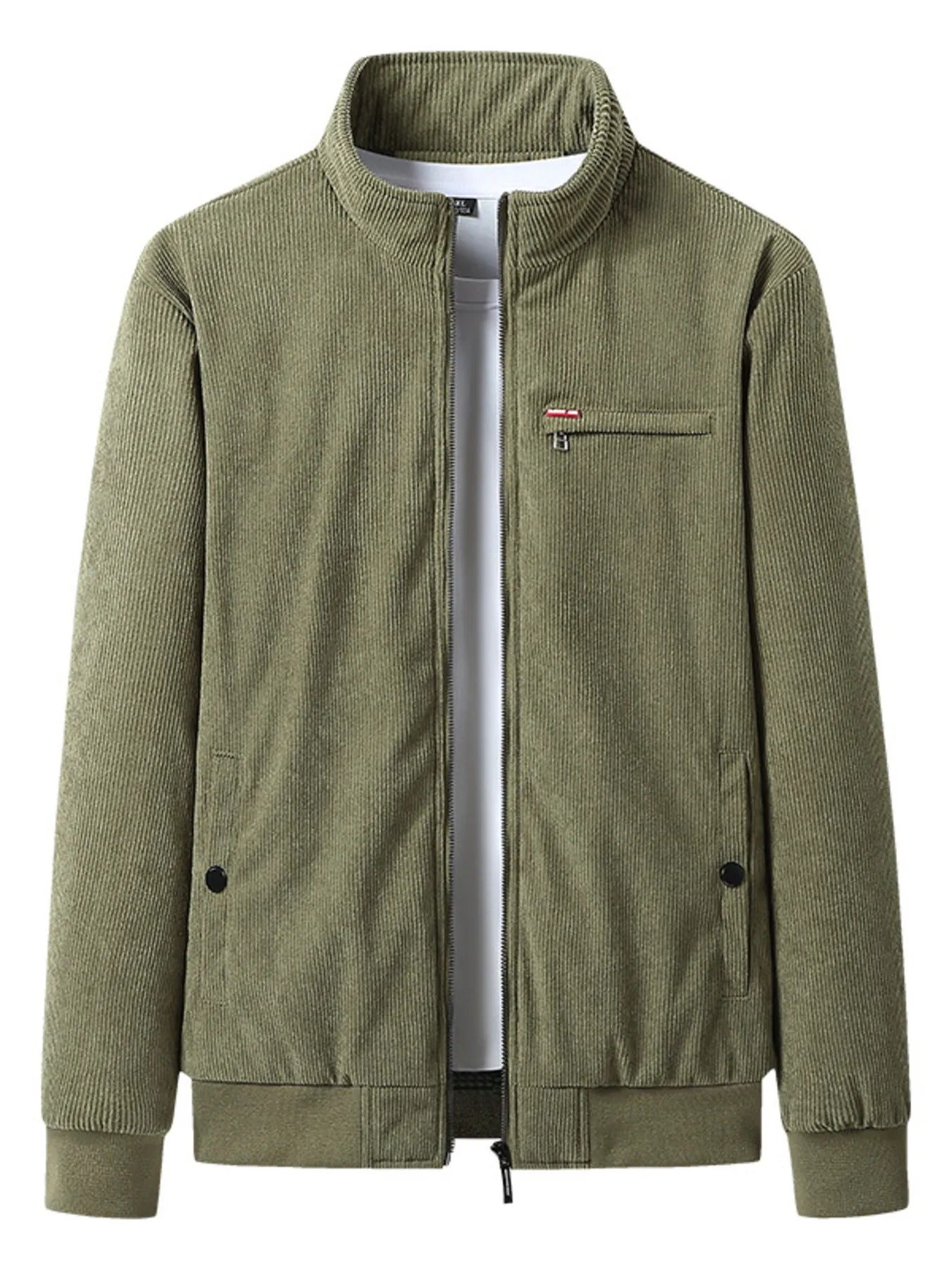 Men's Plus Size Full-Zip Bomber Corduroy Jacket with Sherpa Lining