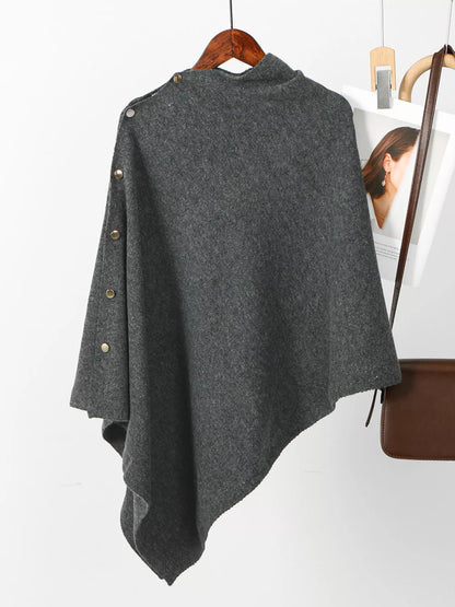 Button-Accented Poncho Scarf
