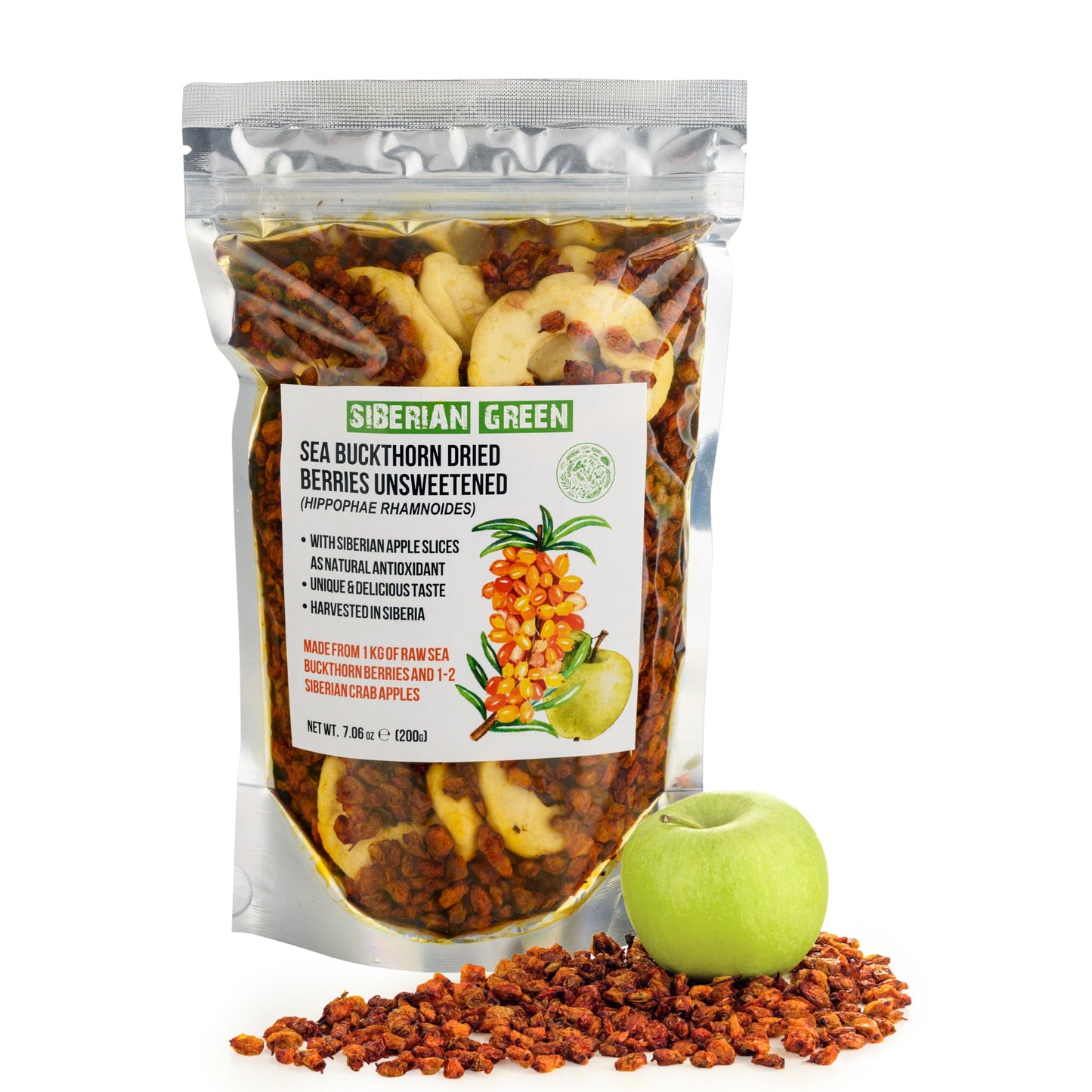 Sea Buckthorn Berries with Apple Slices – A Nutrient-Packed Superfood (200 g)