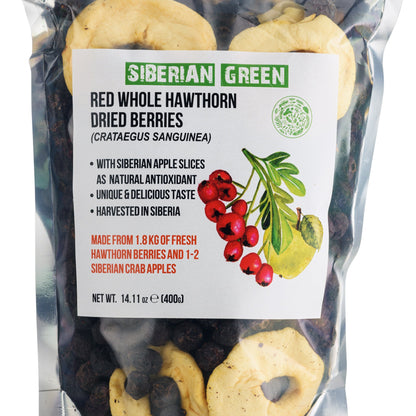Premium Wild-Harvested Dried Red Hawthorn Berries with Apple Slices. 100% Natural & Nutrient Rich, 400g
