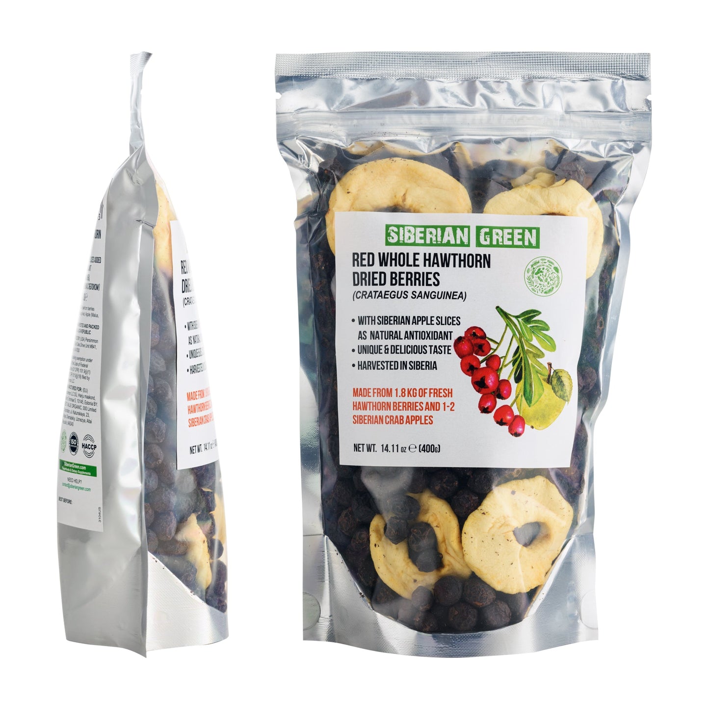 Premium Wild-Harvested Dried Red Hawthorn Berries with Apple Slices. 100% Natural & Nutrient Rich, 400g