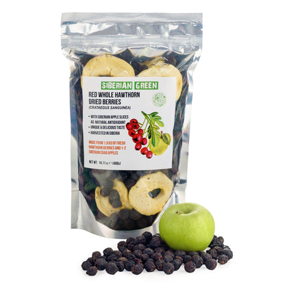 Premium Wild-Harvested Dried Red Hawthorn Berries with Apple Slices. 100% Natural & Nutrient Rich, 400g