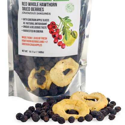 Premium Wild-Harvested Dried Red Hawthorn Berries with Apple Slices. 100% Natural & Nutrient Rich, 400g