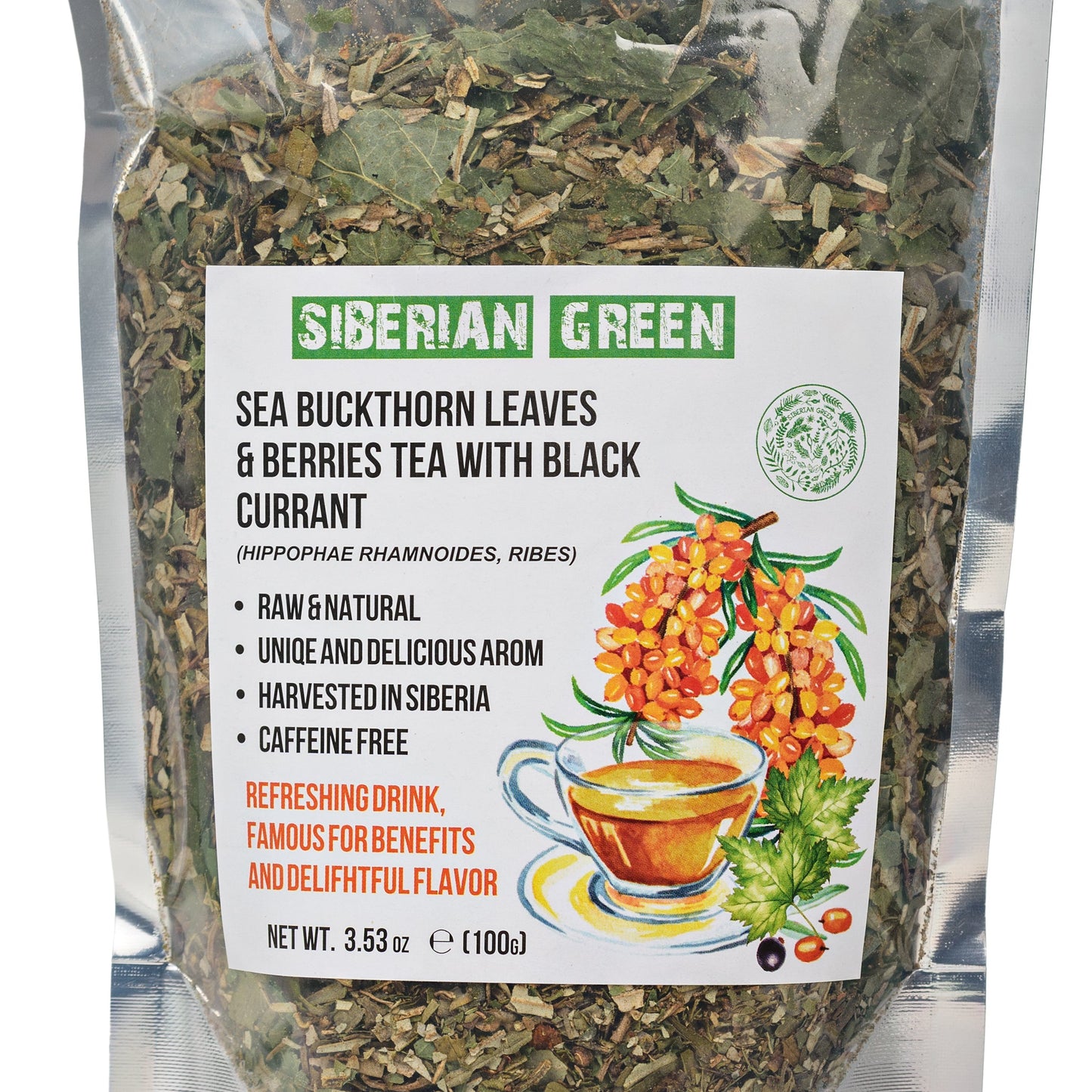Siberian Green Sea Buckthorn Tea with Black Currant Leaves – Wild-Harvested & Caffeine-Free