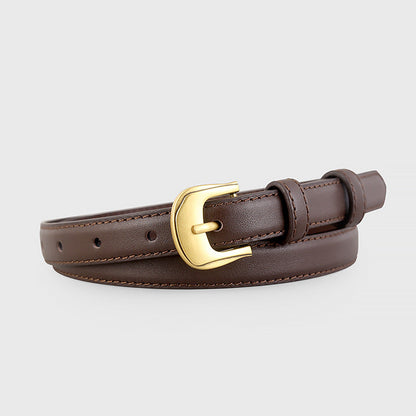 Leather Belt with Golden Buckle