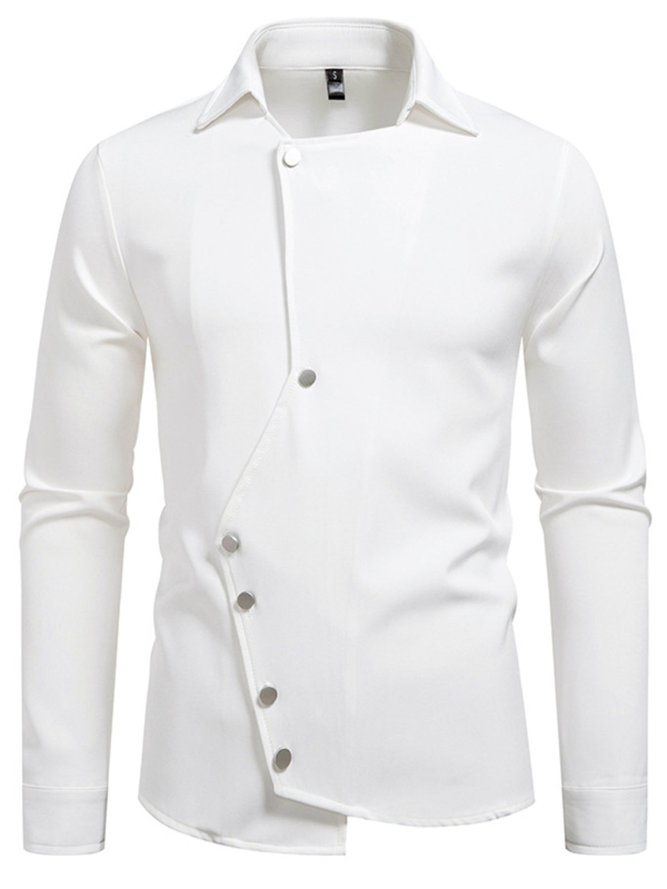 Men's Asymmetrical Button-Down Long Sleeve Shirt