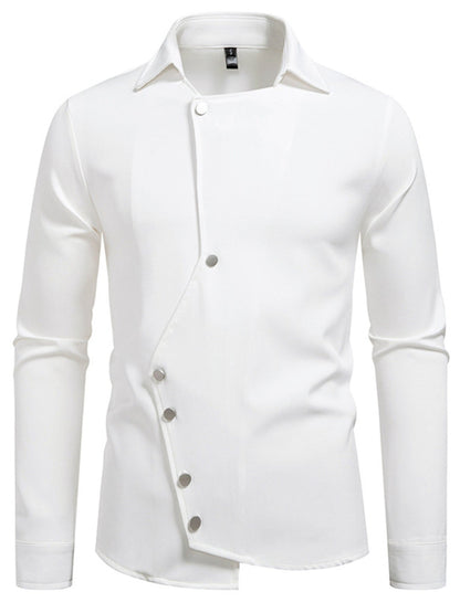Men's Asymmetrical Button-Down Long Sleeve Shirt