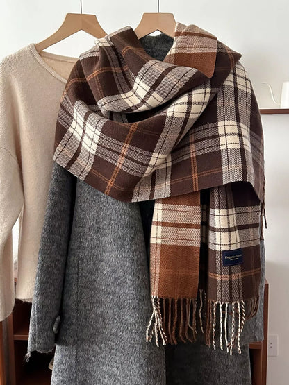 Classic Fringe Plaid Scarf