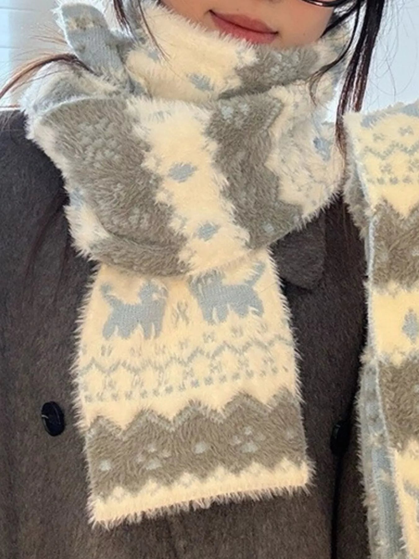 Animal Pattern Fuzzy Scarf