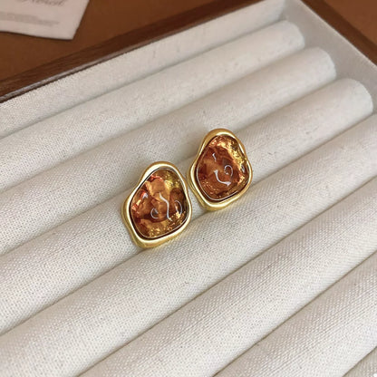 18K Gold-Plated Alloy Resin Geometric Earrings