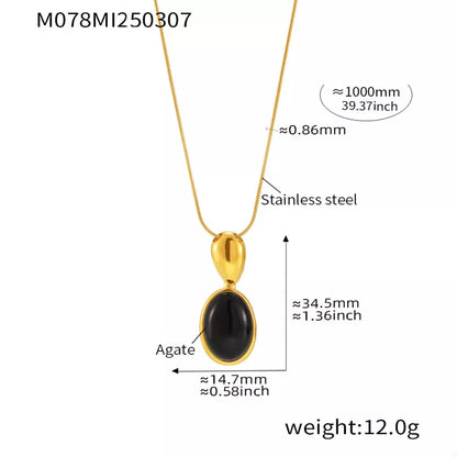 18K Gold-Plated Stainless Steel Necklace with Teardrop Pendant