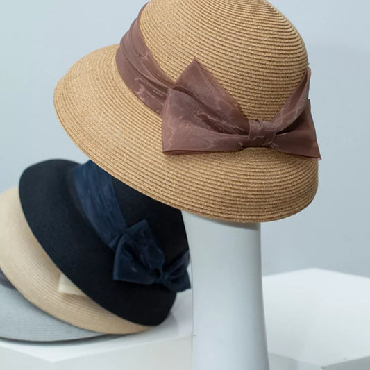 Ribbon Bow Straw Sun Hat