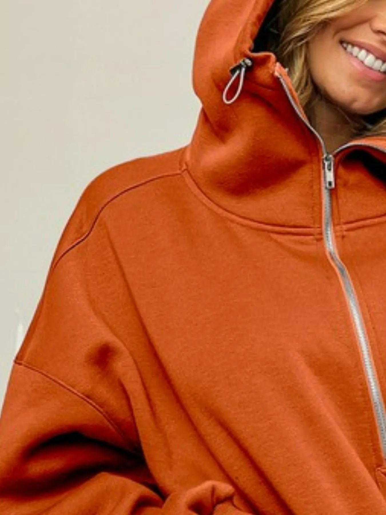 BiBi Half Zip Vintage Washed Fleece Hoodie