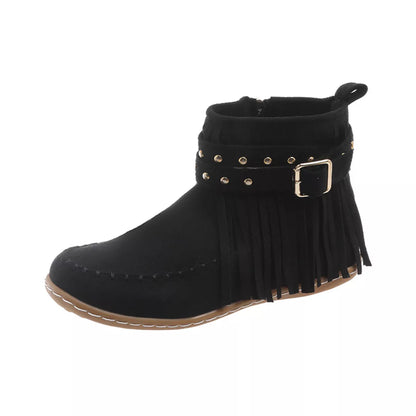 Fringe Round Toe Boots