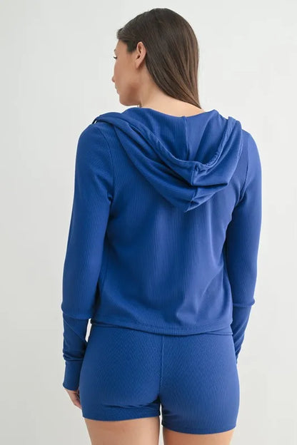 MONO B Ribbed Long Sleeve Hoodie