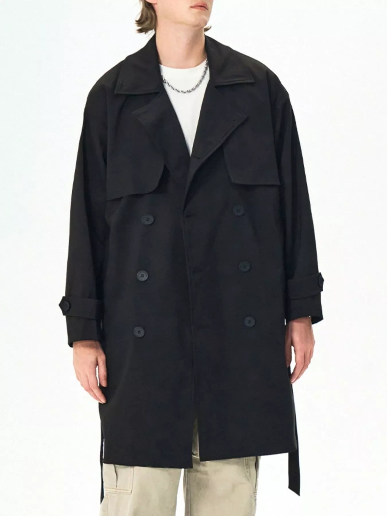 Men's Full Size Double-Breasted Trench Coat Plus Size