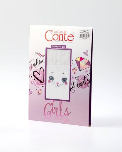 Conte Cat 20/50 Den - Fantasy Tights For Girls with imitation of knee socks & a cat's face - 4yr. 6yr. 8yr. 10yr. 12yr. (21С-108СП)