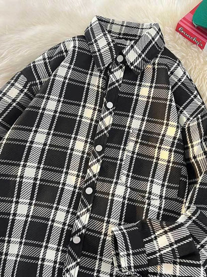 Men's Full Size Classic Plaid Button-Down Shirt Plus Size