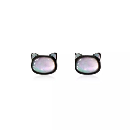 Shell Cute Cat Stud Earrings