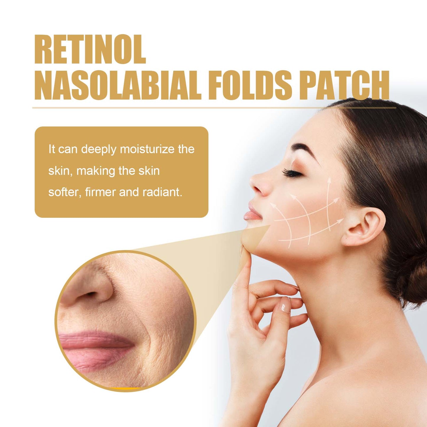 EELHOE Retinol Nasolabial Folds Patch, Nourish Skin Smooth And Delicate Skin Improves And Reduces Fine Lines
