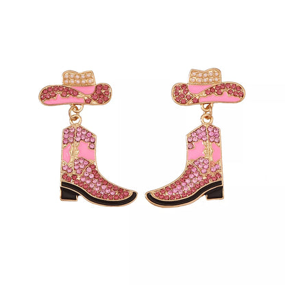 Rhinestone Boot Dangle Earrings