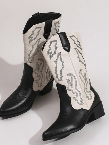Point Toe Block Heels Boots