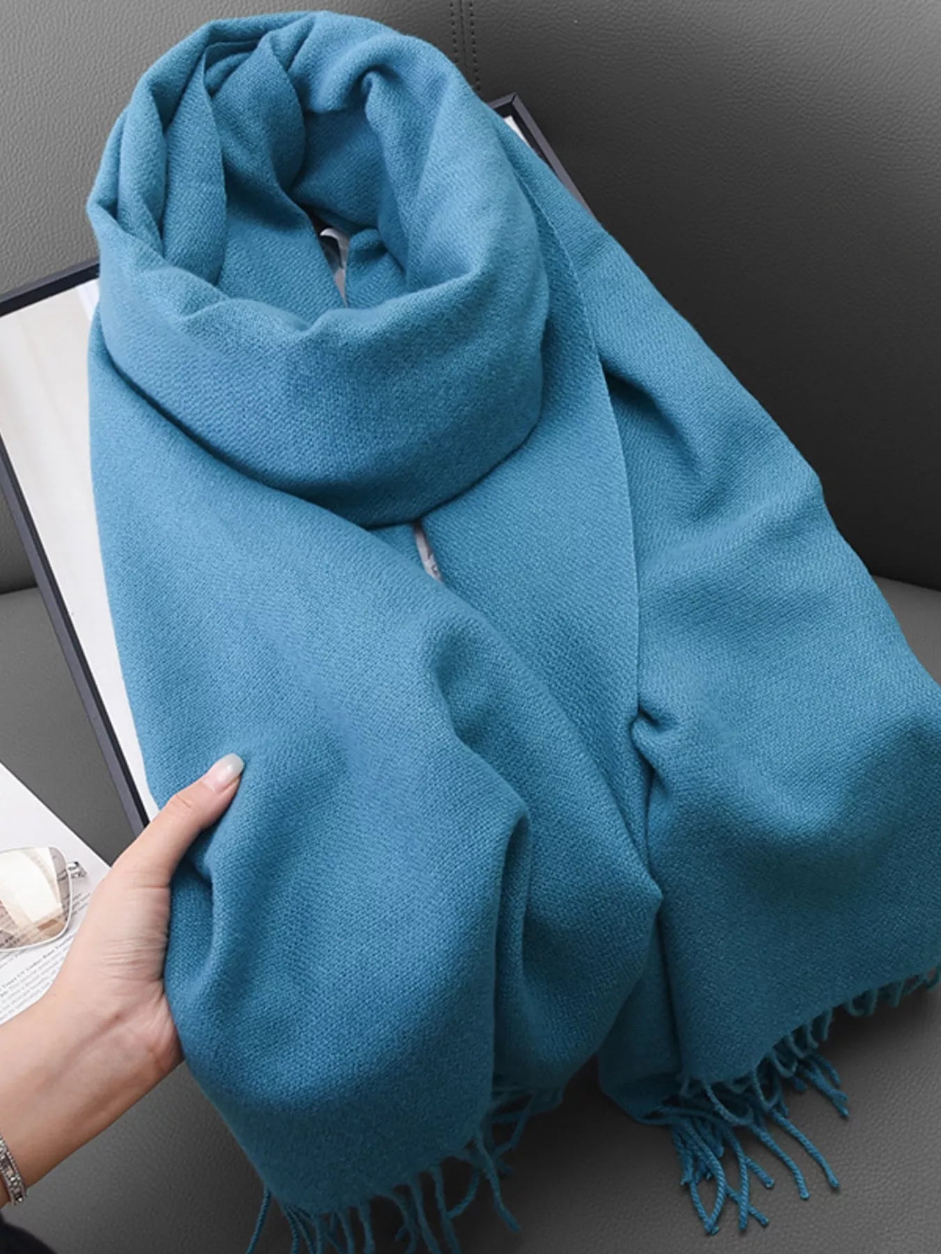 Solid Color Fringe Scarf