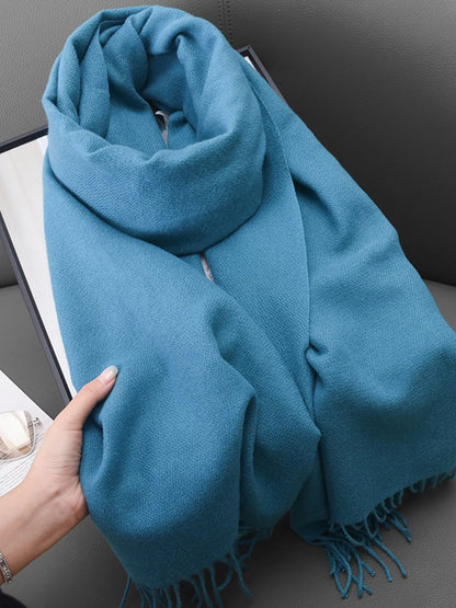 Solid Color Fringe Scarf