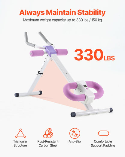 AB Workout Machine, Ab Workout Equipment At Home Gym, Core & Abdominal Trainers For Women, 330 Lbs Weight Capacity Strength Training Ab Cruncher, Foldable Adjustable Fitness Exerciser