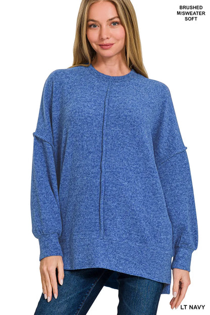 Zenana Brushed Melange Hacci Oversized Sweater